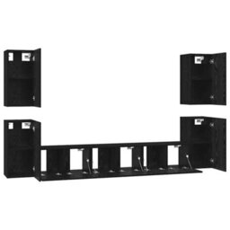 Berkfield Tv Cabinet 7 Pcs Black Oak Engineered Wood - thumbnail 7