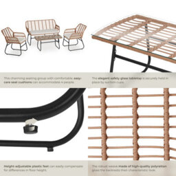 Tectake Garden Furniture Set Molfetta Xl - For 4 People, Water-Repellent, Weather-Safe - Nature - thumbnail 5