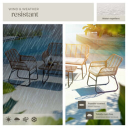 Tectake Garden Furniture Set Molfetta Xl - For 4 People, Water-Repellent, Weather-Safe - Nature - thumbnail 7