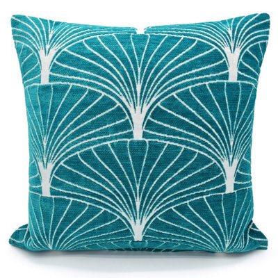 Velosso Soft Touch Chenille Decorative Cushion, Zip Closure, Stylish Cotton Chenille Sofa Cushion, Contemporary Style - Teal