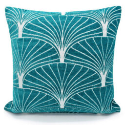 Velosso Soft Touch Chenille Decorative Cushion, Zip Closure, Stylish Cotton Chenille Sofa Cushion, Contemporary Style - Teal - thumbnail 1