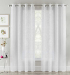 Tyrone Textiles Pair Of Crete White Luxury Linen Look Sheer Panels With Eyelet Header 183 Cm - thumbnail 5