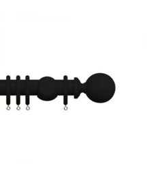 Premium 35mm Wooden Curtain Pole Set - Coal Black 280Cm