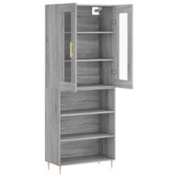 Berkfield Highboard Grey Sonoma 69.5X34X180 Cm Engineered Wood - thumbnail 4