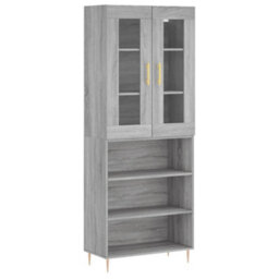 Berkfield Highboard Grey Sonoma 69.5X34X180 Cm Engineered Wood - thumbnail 2