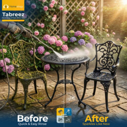 Homeology Tabreez Black Outdoor Garden Patio Table And 2 Large Chairs With Armrests Cast Aluminium Bistro Set - thumbnail 6