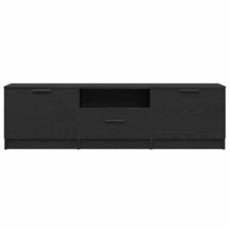 Berkfield Modern Tv Cabinet - Black Oak - 140X35X40 Cm - Made Of Engineered Wood - thumbnail 7