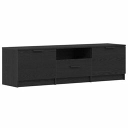 Berkfield Modern Tv Cabinet - Black Oak - 140X35X40 Cm - Made Of Engineered Wood