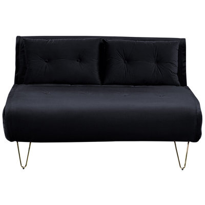 Beliani Sofa Bed 2 Seater Vestfold Velvet Black - image 1