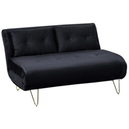 Beliani Sofa Bed 2 Seater Vestfold Velvet Black - thumbnail 5