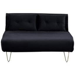 Beliani Sofa Bed 2 Seater Vestfold Velvet Black - thumbnail 1