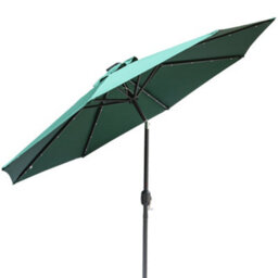 Rinse Bathrooms Green Garden Parasol With Solar Powered Lights With Tilt And Crank Handle Outdoor Patio Umbrella Mechanism 2.7M - thumbnail 2