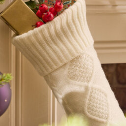 Dibor Traditioanl Ivory Chunky Knit Christmas Xmas Gift Decoration Christmas Stocking For Kids - thumbnail 2
