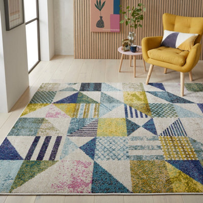Multi Modern Geometric Easy To Clean Rug For Dining Room-240Cm X 330Cm - image 1
