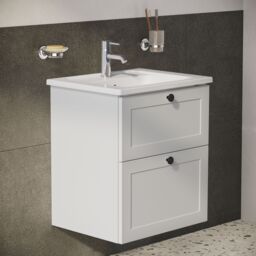 Vitra Harlow Essence Matt Light Grey Wall-Mounted Vanity Unit & Basin Set (W)605mm (H)670mm - thumbnail 4