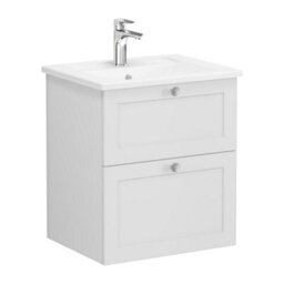 Vitra Harlow Essence Matt Light Grey Wall-Mounted Vanity Unit & Basin Set (W)605mm (H)670mm - thumbnail 1