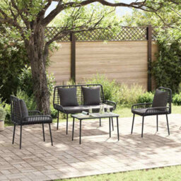 Berkfield Modern Garden Dining Set 3 Pcs Poly Rattan, Steel - thumbnail 2