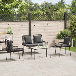 Berkfield Modern Garden Dining Set 3 Pcs Poly Rattan, Steel - thumbnail 3