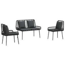 Berkfield Modern Garden Dining Set 3 Pcs Poly Rattan, Steel - thumbnail 1