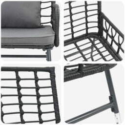 Berkfield Modern Garden Dining Set 3 Pcs Poly Rattan, Steel - thumbnail 8