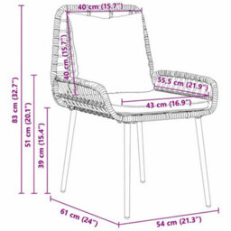 Berkfield Modern Garden Dining Set 3 Pcs Poly Rattan, Steel - thumbnail 9