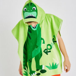 Catherine Lansfield Kids Dinosaur Hooded Cotton 60X120Cm Towel Poncho Green - thumbnail 2