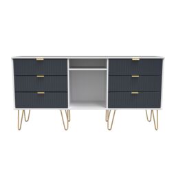 Linear Ready Assembled Matt Indigo & White Media Unit With 2 Shelves & 6 Drawers, (H)152Cm X (W)74Cm X (D)39.5Cm - thumbnail 2