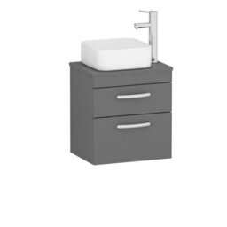 Royal Bathrooms 500mm Wall Hung Vanity Unit 2 Drawer Indigo Grey Gloss & Elena Countertop Basin - thumbnail 4