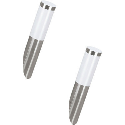2 Pack Ip44 Stainless Steel Outdoor Wall Light - Modern Porch Lamp With 12W E27 Bulb - image 1