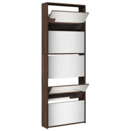 Berkfield Shoe Cabinet With Mirror 5-Layer Brown Oak 63X17X169.5 Cm - thumbnail 4