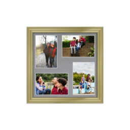 AK Frames 12X12 Gold Classic Multi Photo Frame With Mid Grey Mount - Holds 4 Apertures (4X) 6X4 Photos - thumbnail 1