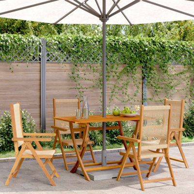 Berkfield Reclining Garden Chairs 4 Pcs Beige Solid Wood Acacia - image 1