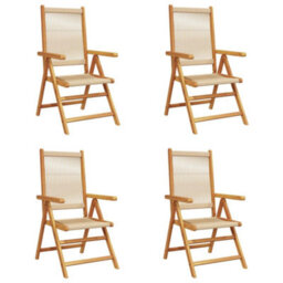 Berkfield Reclining Garden Chairs 4 Pcs Beige Solid Wood Acacia - thumbnail 2
