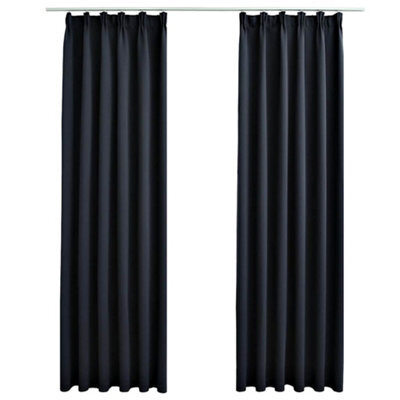 Berkfield Elegant Blackout Curtains With Hooks 2 Pcs Anthracite 140X225 Cm - image 1