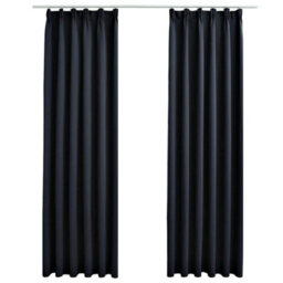 Berkfield Elegant Blackout Curtains With Hooks 2 Pcs Anthracite 140X225 Cm - thumbnail 1