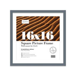 "16X16"" Grey Picture Frame - 16X16"" Square Frame With 15X15"" Mount For 16X16""/15X15"" Pictures Classic Style Thin Edge, 1 Pack" - thumbnail 1