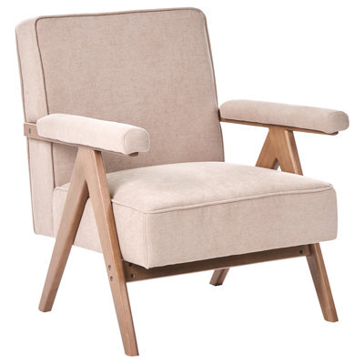 Beliani Armchair Evje Faux Linen Beige - image 1