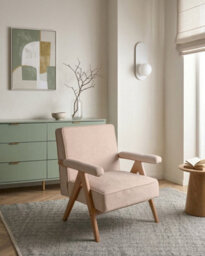 Beliani Armchair Evje Faux Linen Beige - thumbnail 2