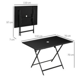 Wyld Haus Nonila 110Cm Black Steel And Glass Folding Outdoor Dining Table For 6 - thumbnail 3