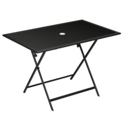 Wyld Haus Nonila 110Cm Black Steel And Glass Folding Outdoor Dining Table For 6 - thumbnail 2