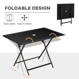 Wyld Haus Nonila 110Cm Black Steel And Glass Folding Outdoor Dining Table For 6 - thumbnail 5