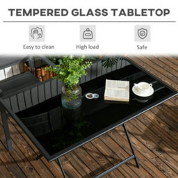 Wyld Haus Nonila 110Cm Black Steel And Glass Folding Outdoor Dining Table For 6 - thumbnail 6
