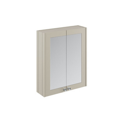Balterley Traditional Bathroom Wall Mounted 2 Soft-Close Doors Mirror Cabinet With 1 Shelf Storage, Pebble Grey, 715 X 600 X 182mm - image 1