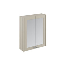 Balterley Traditional Bathroom Wall Mounted 2 Soft-Close Doors Mirror Cabinet With 1 Shelf Storage, Pebble Grey, 715 X 600 X 182mm - thumbnail 1