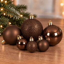 Decoris 60 Espresso Brown Baubles Shatterproof Christmas Tree Hanging Decoration - thumbnail 5