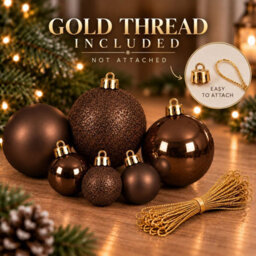 Decoris 60 Espresso Brown Baubles Shatterproof Christmas Tree Hanging Decoration - thumbnail 6