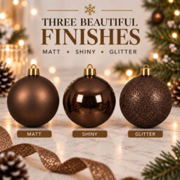 Decoris 60 Espresso Brown Baubles Shatterproof Christmas Tree Hanging Decoration - thumbnail 3
