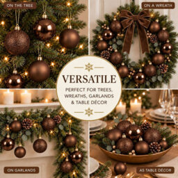 Decoris 60 Espresso Brown Baubles Shatterproof Christmas Tree Hanging Decoration - thumbnail 8