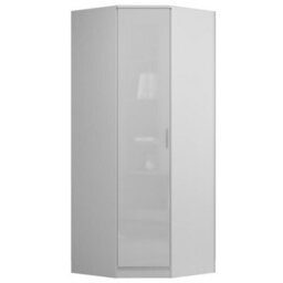 Reflect 1 Door Corner Wardrobe, 5 Drawer Chest, 2X 2 Drawer Bedsides - White Gloss & Matt White - Bedroom Furniture Set - thumbnail 8