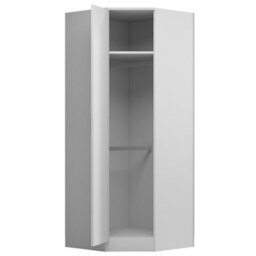 Reflect 1 Door Corner Wardrobe, 5 Drawer Chest, 2X 2 Drawer Bedsides - White Gloss & Matt White - Bedroom Furniture Set - thumbnail 9